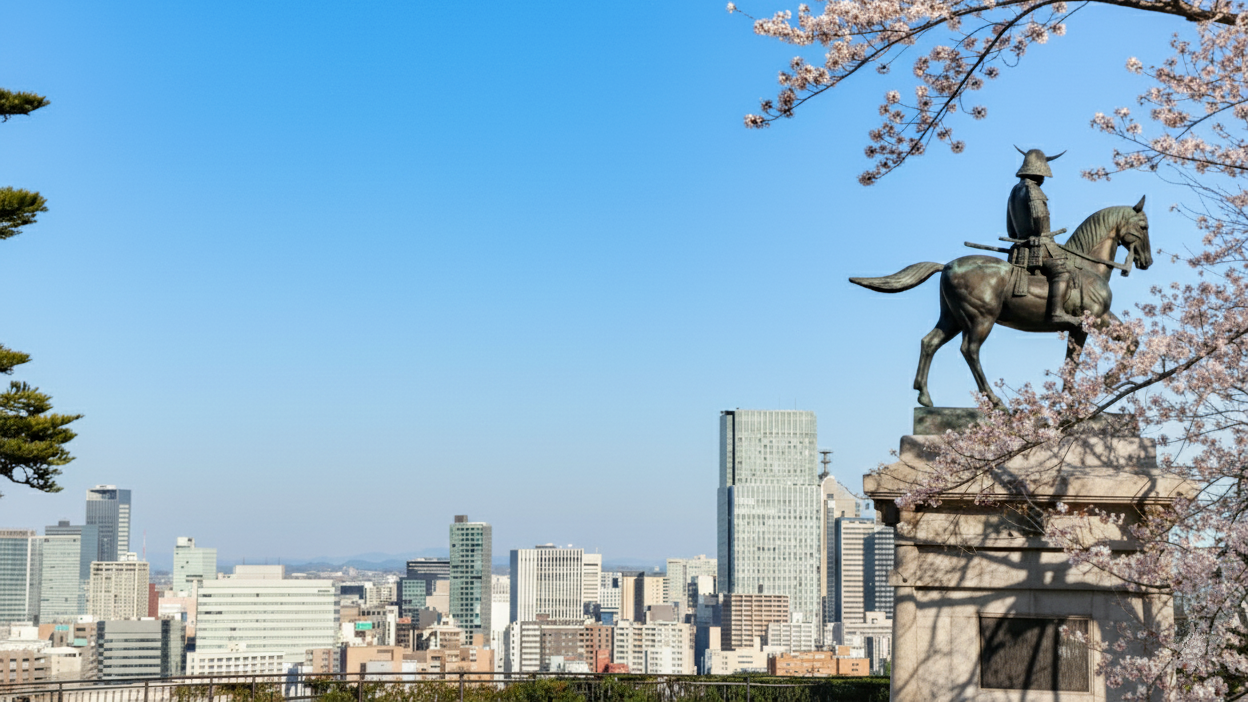 青葉城址から仙台市内を望む